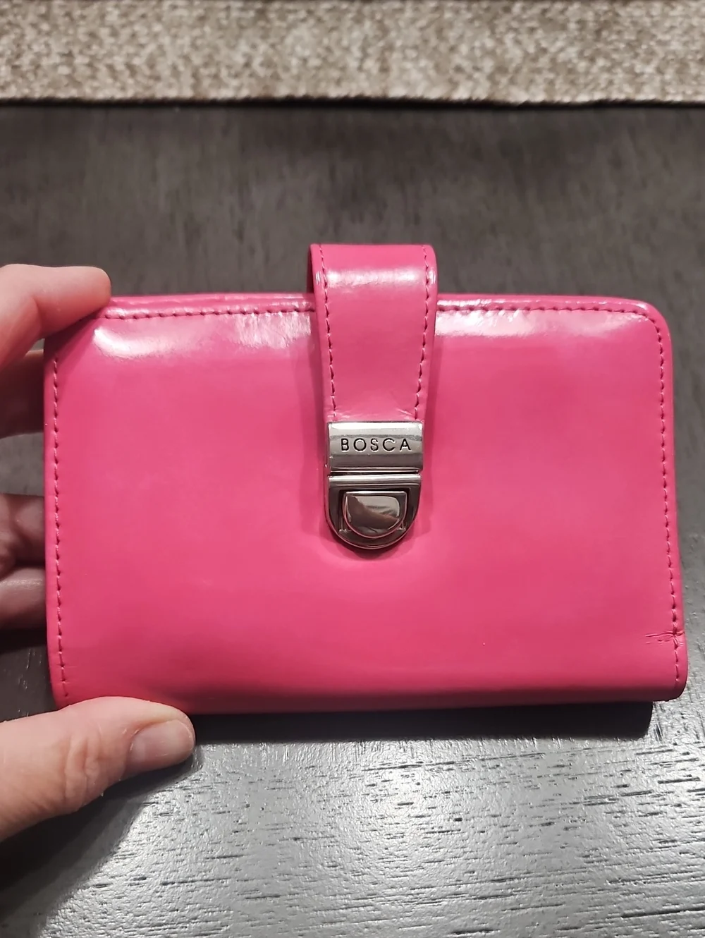 Bosca Hot Pink Leather Snap-Closure Wallet